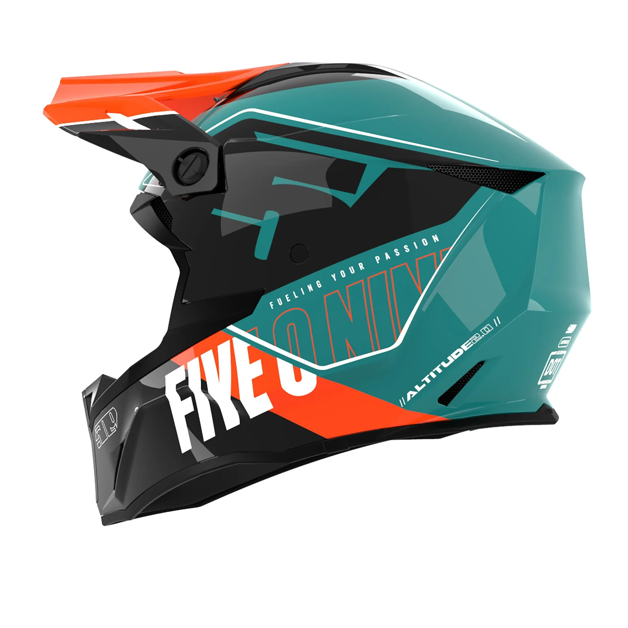 509  Altitude 2.0 Snowmobile Helmet Fidlock Strap Lightweight Open Face Emerald FMVSS 218