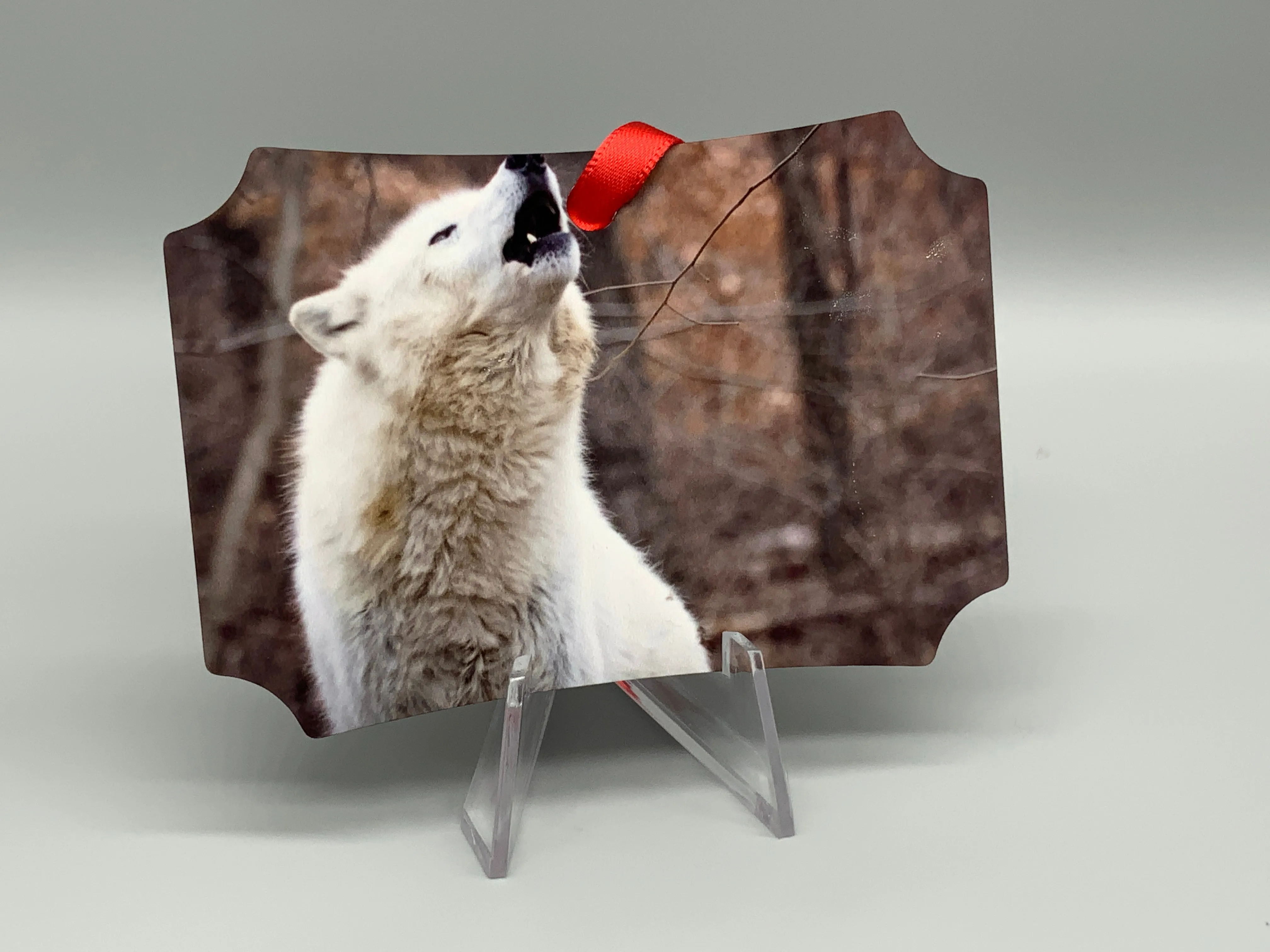 Howling Wolf and Peek Metal Photo Ornament