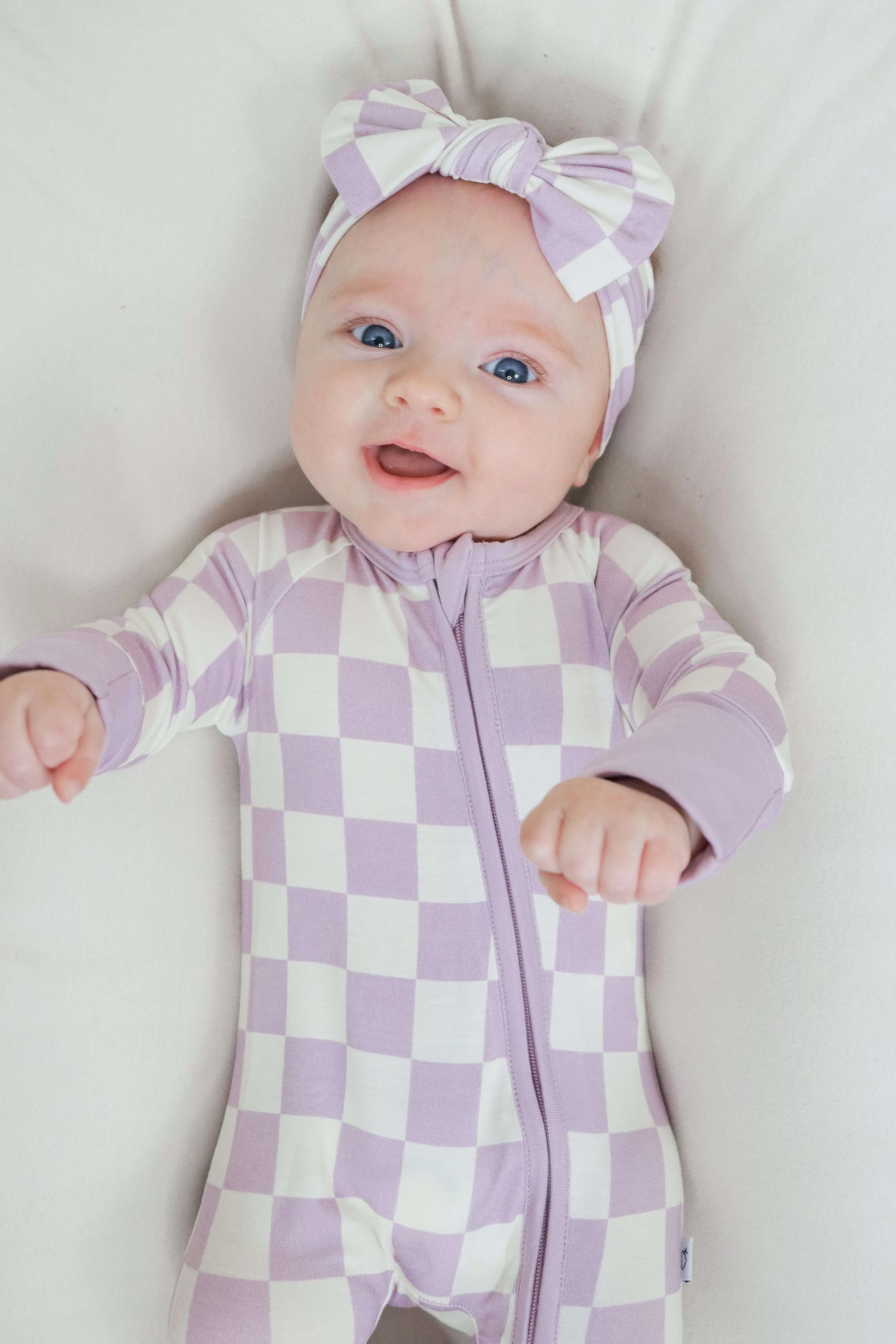Periwinkle Checks Dream Baby Romper